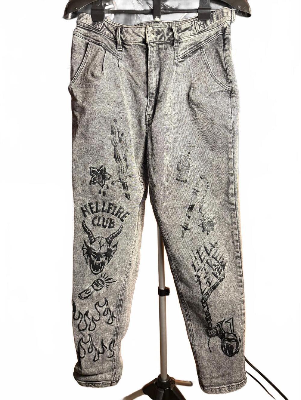 NWOT rare Hot Topic Stranger Things retro jeans sz L Gray Acid Wash Unisex